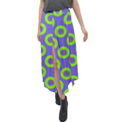 Polka-dots-green-blue Velour Split Maxi Skirt by nate14shop