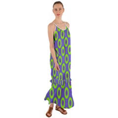 Polka-dots-green-blue Cami Maxi Ruffle Chiffon Dress