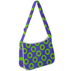 Polka-dots-green-blue Zip Up Shoulder Bag by nate14shop