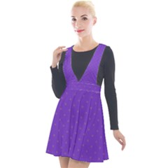 Polka-dots-lilac Plunge Pinafore Velour Dress