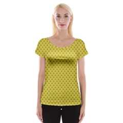 Polka-dots-light Yellow Cap Sleeve Top by nate14shop
