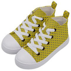 Polka-dots-light Yellow Kids  Mid-top Canvas Sneakers by nate14shop