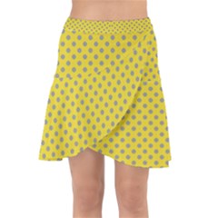 Polka-dots-light Yellow Wrap Front Skirt