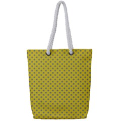 Polka-dots-light Yellow Full Print Rope Handle Tote (small) by nate14shop