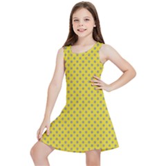 Polka-dots-light Yellow Kids  Lightweight Sleeveless Dress