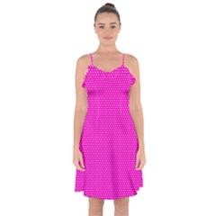 Polkadots-pink Ruffle Detail Chiffon Dress by nate14shop