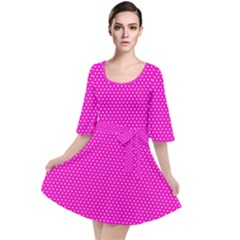 Polkadots-pink Velour Kimono Dress