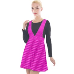 Polkadots-pink Plunge Pinafore Velour Dress