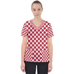 Polka-dots-polkared Women s V-neck Scrub Top by nate14shop