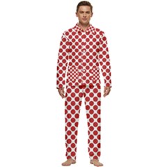 Polka-dots-polkared Men s Long Sleeve Velvet Pocket Pajamas Set by nate14shop