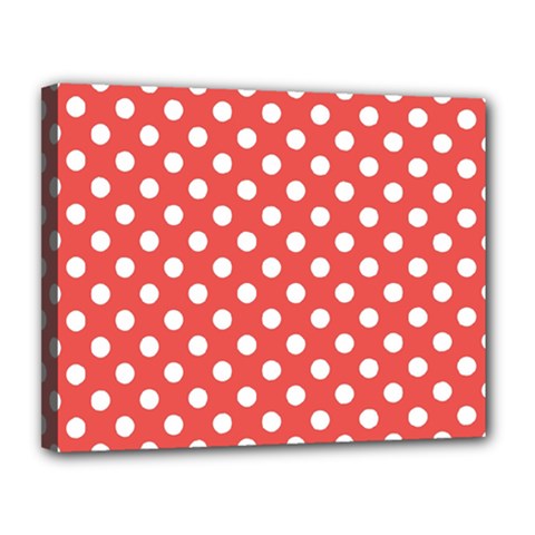 Polka-dots-red Canvas 14  X 11  (stretched) by nate14shop