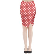Polka-dots-red Midi Wrap Pencil Skirt by nate14shop