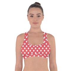 Polka-dots-red Cross Back Sports Bra by nate14shop