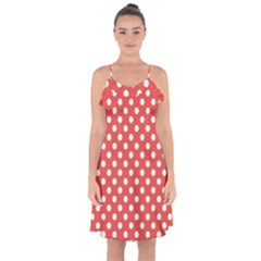 Polka-dots-red Ruffle Detail Chiffon Dress