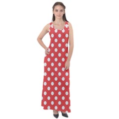 Polka-dots-red Sleeveless Velour Maxi Dress by nate14shop