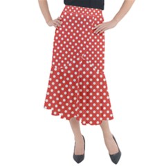 Polka-dots-red Midi Mermaid Skirt