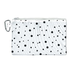 Polkadots-white Canvas Cosmetic Bag (large)