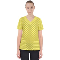 Polka-dots-yellow Women s V-neck Scrub Top by nate14shop