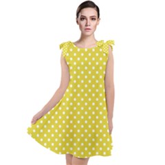 Polka-dots-yellow Tie Up Tunic Dress by nate14shop