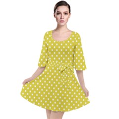 Polka-dots-yellow Velour Kimono Dress
