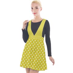 Polka-dots-yellow Plunge Pinafore Velour Dress