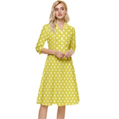 Polka-dots-yellow Classy Knee Length Dress by nate14shop