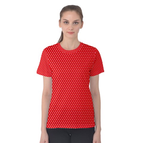 Red-polka Women s Cotton Tee by nate14shop