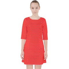 Red-polka Quarter Sleeve Pocket Dress by nate14shop