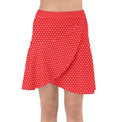 Red-polka Wrap Front Skirt