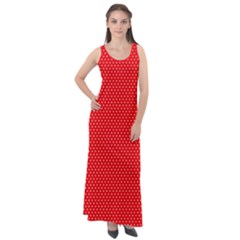 Red-polka Sleeveless Velour Maxi Dress by nate14shop