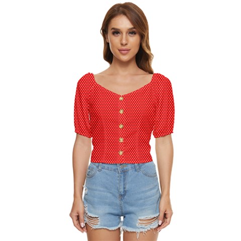 Red-polka Button Up Blouse by nate14shop