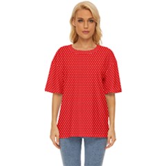 Red-polka Oversized Basic Tee by nate14shop