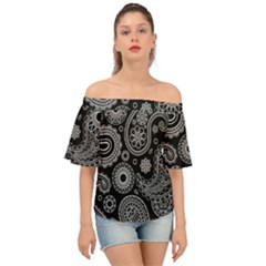 Seamless Paisley Pattern Off Shoulder Short Sleeve Top by nate14shop