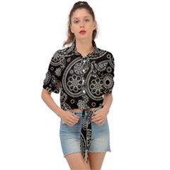 Seamless Paisley Pattern Tie Front Shirt 