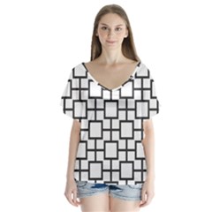 Square V-neck Flutter Sleeve Top by nate14shop