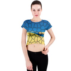 Combo Blue Yellow Crew Neck Crop Top by nate14shop