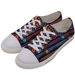 Bohemian-ethnic-seamless-pattern-with-tribal-stripes Men s Low Top Canvas Sneakers