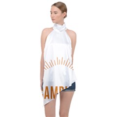 I Love Camping Halter Asymmetric Satin Top by PFashionArt