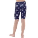 White Blue Floral Pattern Kids  Mid Length Swim Shorts View2