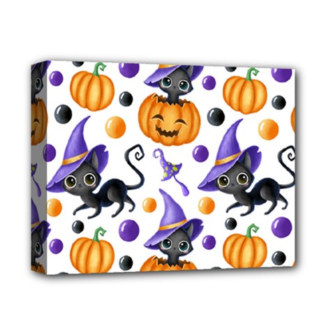 Halloween Cat Pattern Deluxe Canvas 14  X 11  (stretched) by designsbymallika