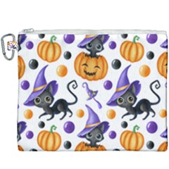 Halloween Cat Pattern Canvas Cosmetic Bag (xxxl) by designsbymallika