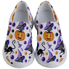 Halloween Cat Pattern Kids Lightweight Slip Ons by designsbymallika