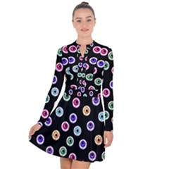 Eye Halloween Pattern Long Sleeve Panel Dress by designsbymallika