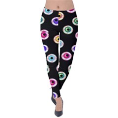 Eye Halloween Pattern Velvet Leggings by designsbymallika