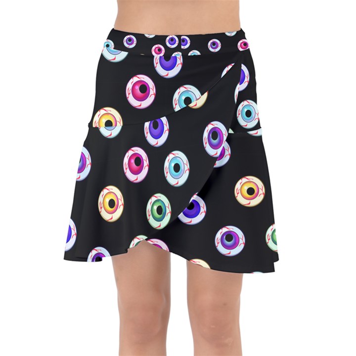 Eye Halloween Pattern Wrap Front Skirt