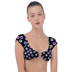 Eye Halloween Pattern Cap Sleeve Ring Bikini Top by designsbymallika