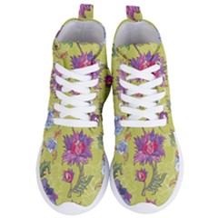 Blue Purple Floral Pattern Women s Lightweight High Top Sneakers by designsbymallika