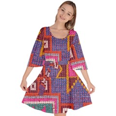 Abstrac-carpet Velour Kimono Dress