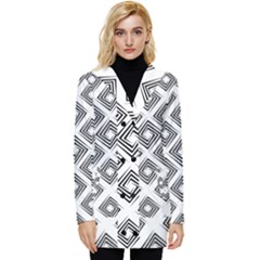 Abstract-box-white Button Up Hooded Coat  by nate14shop