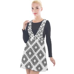 Abstract-box-white Plunge Pinafore Velour Dress